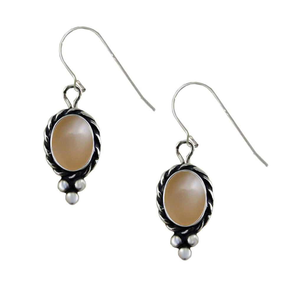 Sterling Silver Little Peach Moonstone Gemstone Drop Dangle Earrings